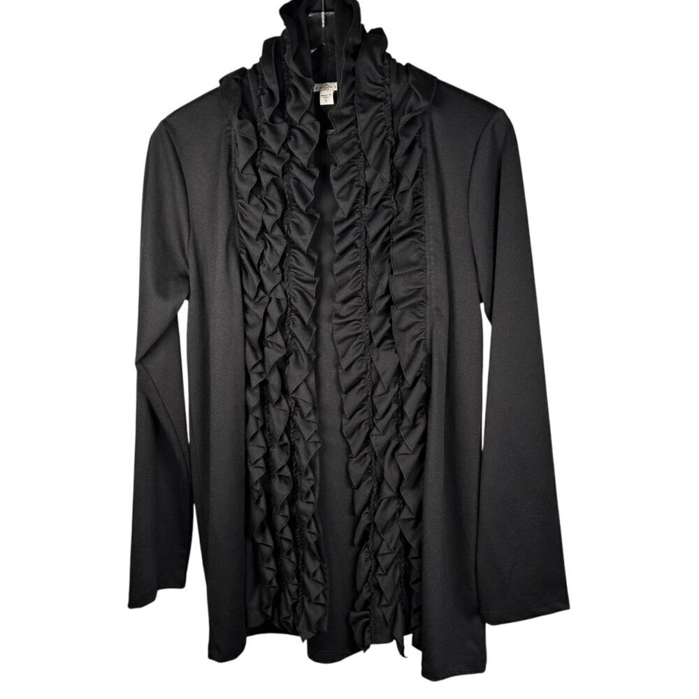 Fever Size Large Ruffle Sweater Formal Black Office Work Brunch